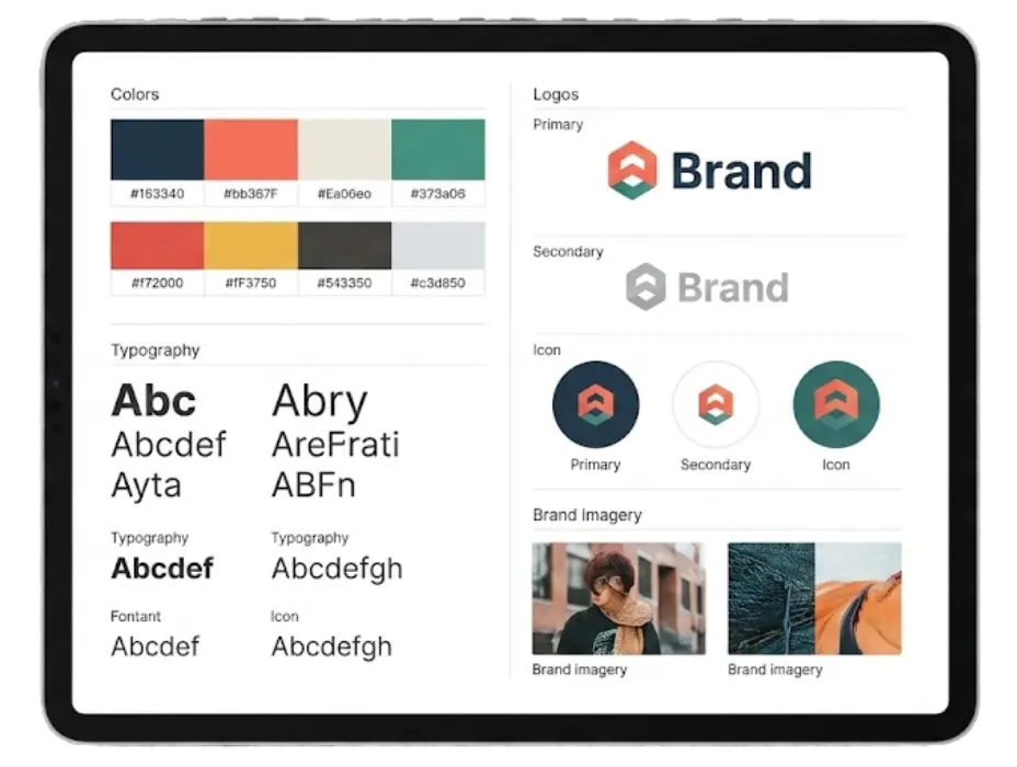 Brand style guide including colors, typography and logo rules