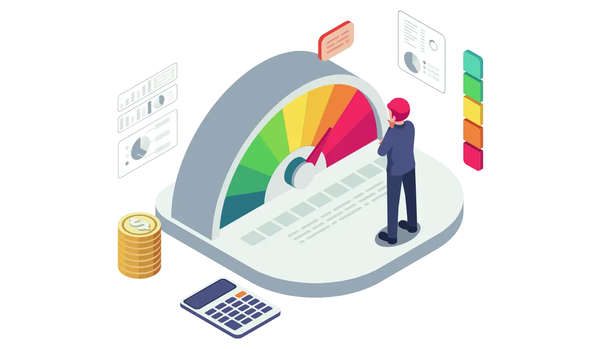 Marketing performance analytics dashboard with growth meter