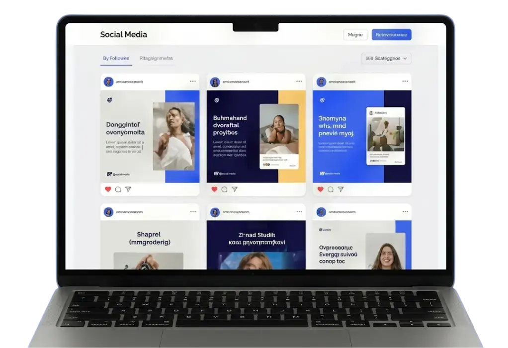 Showing Social Media Graphics in Laptop